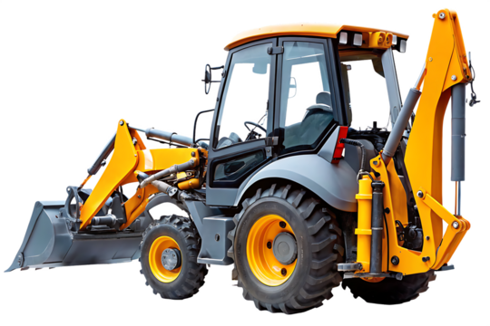 Land vehicle backhoe loader isolated on white  background