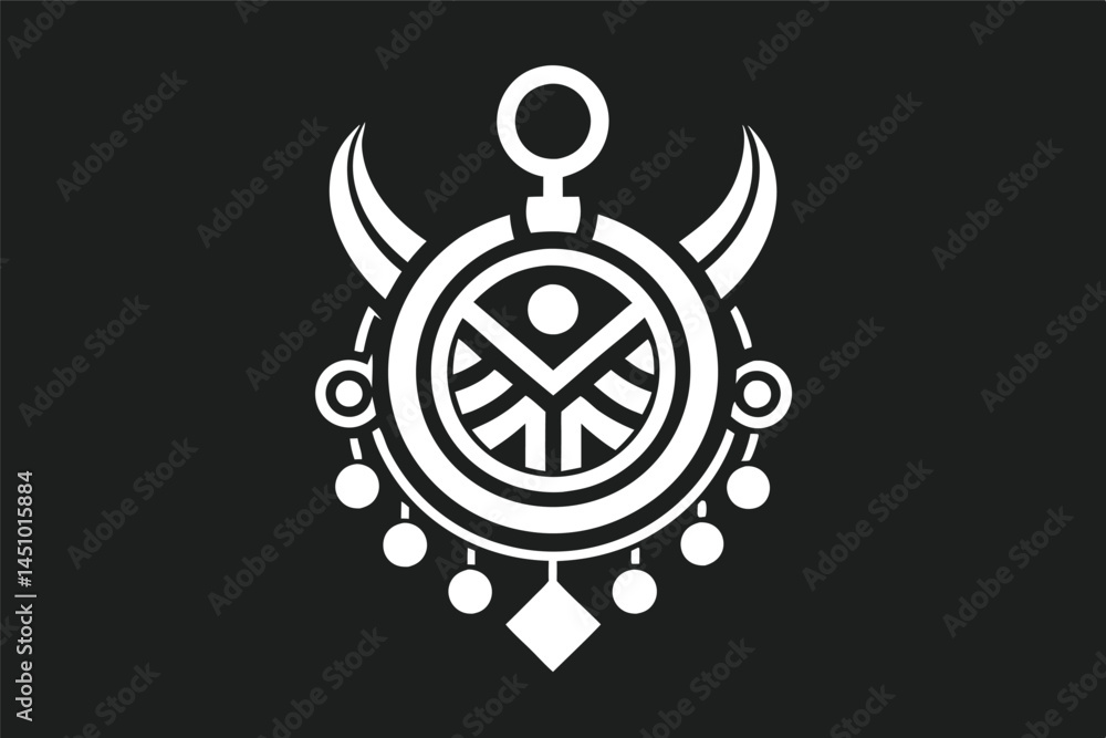 Poster bold vector illustration featuring intricate geometric patterns and shapes with rich colors, ideal f
