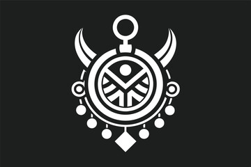 Naklejka premium Bold vector illustration featuring intricate geometric patterns and shapes with rich colors, ideal for cultural or artistic designs reflecting creativity and tradition