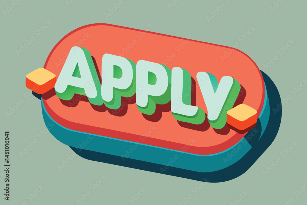 Poster Colorful vector illustration of a modern apply button set against a muted background showcasing a simple yet effective design suitable for various applications