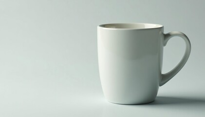 Fototapeta premium Large ceramic mug, slightly shadowed, clean lines, white, studio, vessel