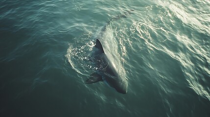 Naklejka premium Oceanic mammal gracefully navigating deep water.