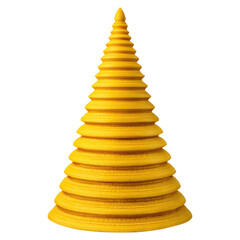 Vibrant Yellow Spiral Cone Shape with Layered Textures Ideal for Creative Designs and Modern Art Projects, isolated on transparent background.