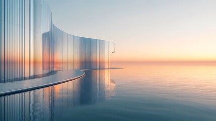 3d illustration of abstract minimal architecture background, geometric architectural with chrome or metallic curve design, Car presentation,

