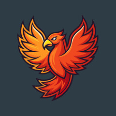 Obraz premium Rising Phoenix: A vibrant illustration of a phoenix with outstretched wings and fiery plumage, symbolizing rebirth, resilience, and transformation. 