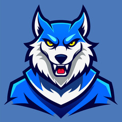 Blue Wolf: A bold and eye-catching illustration of a blue wolf head, emanating strength and focus, ideal for representing team spirit and determination.