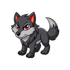 Obraz premium Cartoon Wolf with a determined expression: A fierce cartoon wolf with intelligent eyes, standing alert with determination. Featuring unique illustration that is perfect for various design needs.