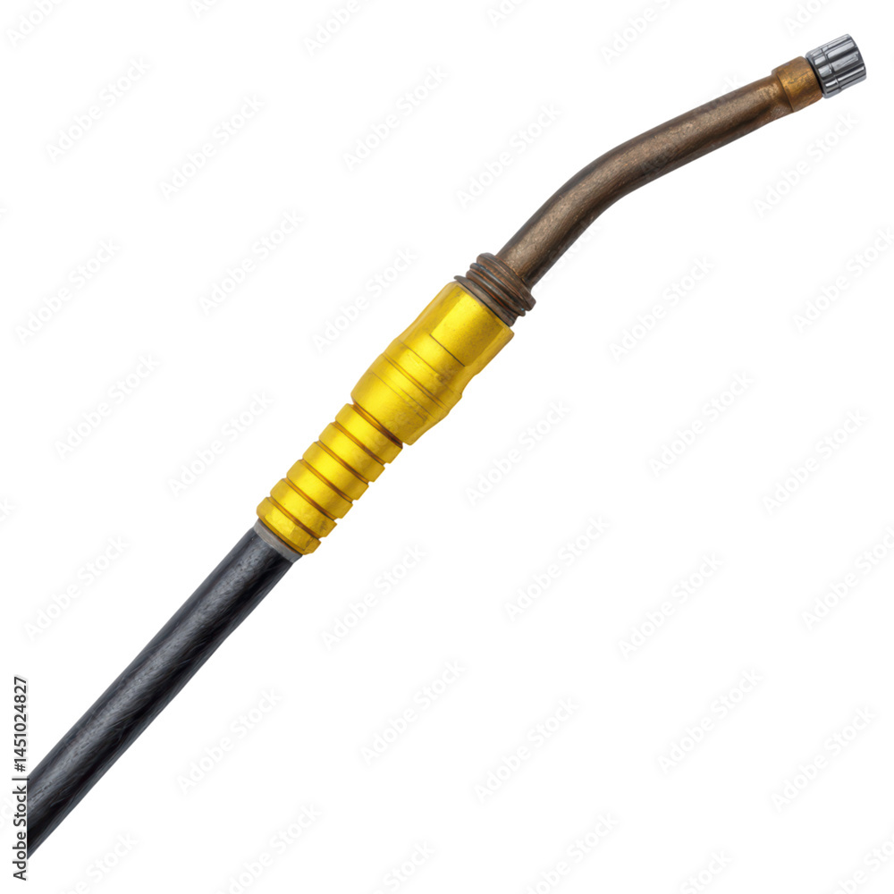 Poster detailed close-up of a welding torch handle showing intricate design and metal craftsmanship for ind