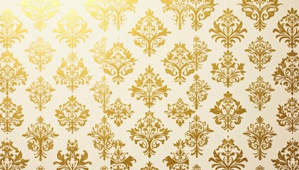 Intricate floral damask pattern in muted golds and creams , design, vintage, retro
