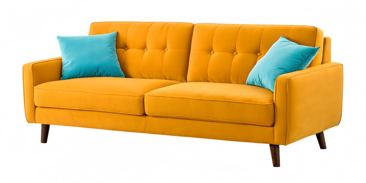  A yellow sofa isolated on a transparent background