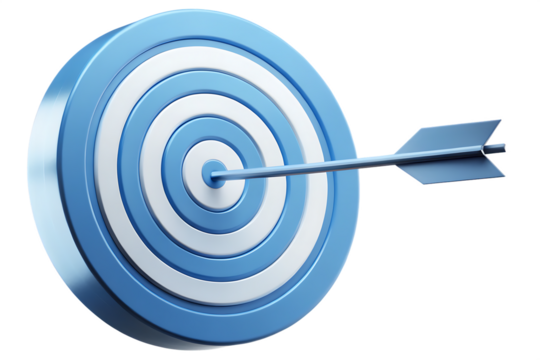  Blue target with arrow isolated on white background PNG - Powered by Adobe