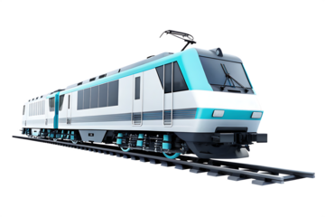  Electric train locomotive vehicle railway isolated on white background PNG