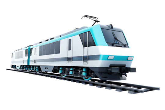  Electric train locomotive vehicle railway isolated on white background PNG