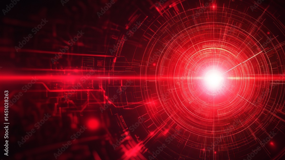 Poster abstract red digital technology background futuristic circuit board design glowing lines network con
