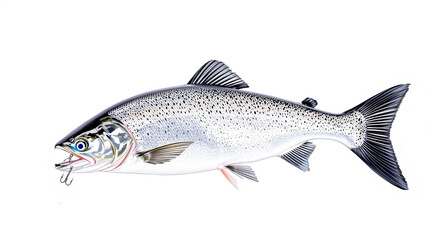 Naklejka premium detailed of a salmon against a white background