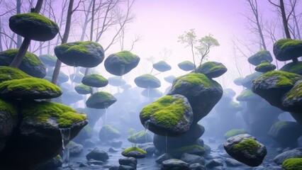 Mossy Orbs Dripping in Frozen Stillness