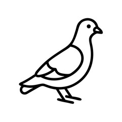 Minimalist illustration of a cute pigeon, icon, vector  