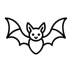 Obraz premium Cute cartoon bat flying in simplistic line art style, icon, vector 