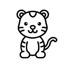 Obraz premium Cute cartoon tiger sitting , icon, vector