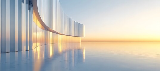 3D abstract architecture with metallic curves for modern car presentation in minimal geometric environment