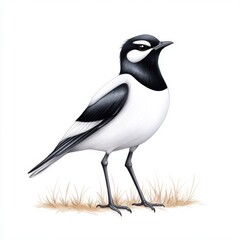 Obraz premium Elegant Bird Illustration with Black and White Plumage on Neutral Background