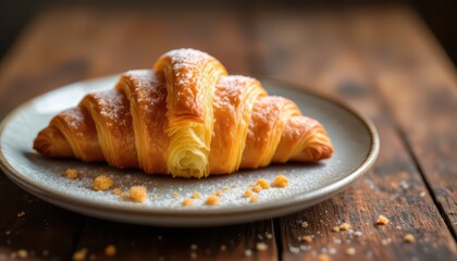 croissant on a wooden table
