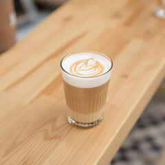 perfectly layered latte with latte in a clear glass