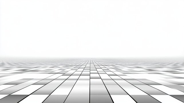 Abstract grayscale tiled path vanishing point, background fog