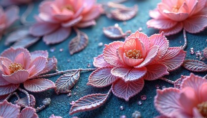 Intricate floral lace, delicate threads forming a repeating motif , decorative, shabby chic, bridal