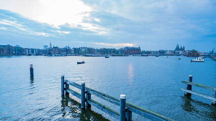Panoramic view of Amsterdam from Oosterdok, Netherlands