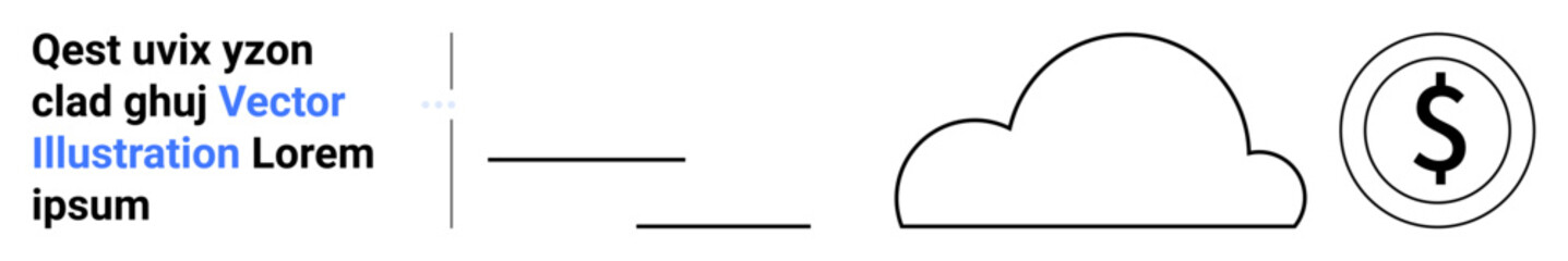 Cloud icon with data lines and dollar sign symbolizing cloud storage, financial operations, technology, online banking, data analysis, digital services. Ideal for finance, technology, cloud