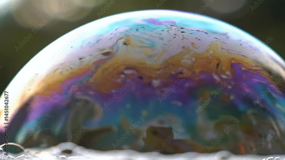 Poster close up of a soap bubble with colorful reflections