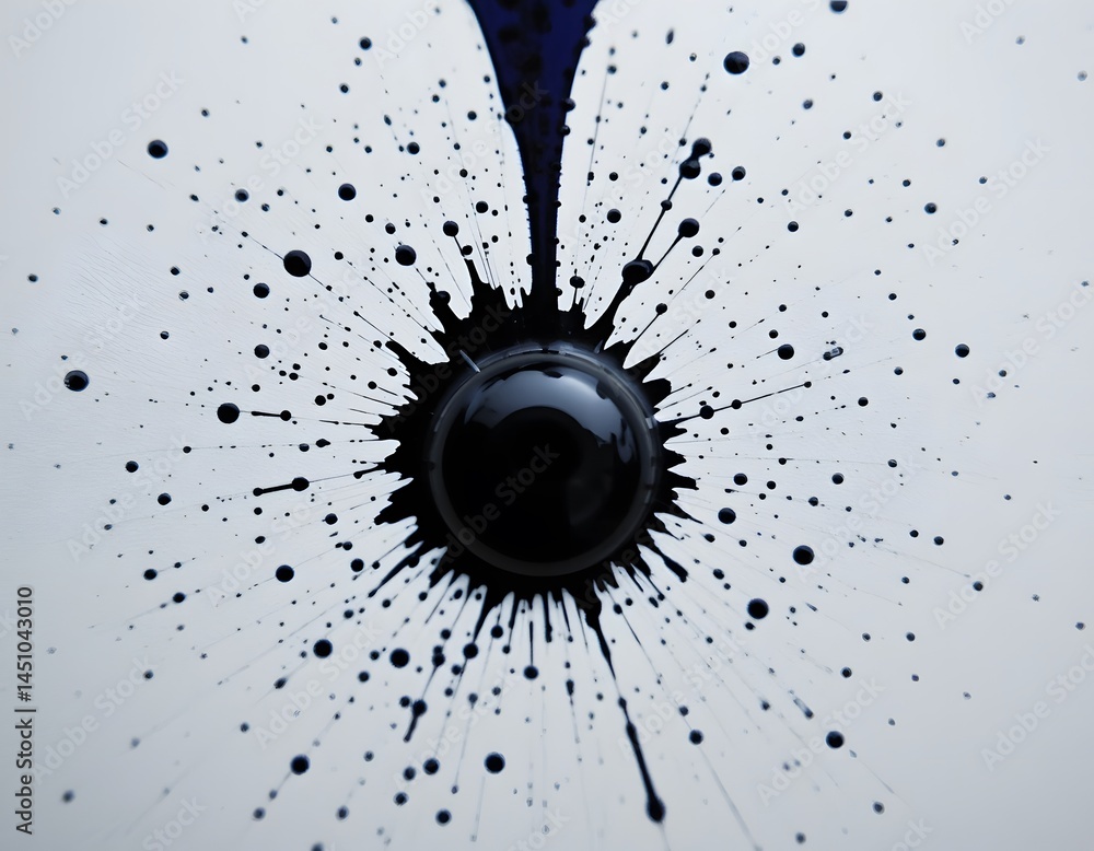 Poster Ink Drop Explosion, Ultra-macro Shot. Detailed Liquid Texture On Paper. Abstract Design Element. Perfect For Visual Effects Or Creative Backgrounds.