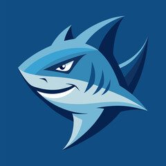 Obraz premium Fearless Apex Predator: An animated portrait of a striking shark, rendered in dynamic vector illustration, showcasing the ocean's apex predator in its element.