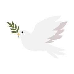 Illustration of a Dove with Olive Branch