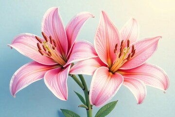 Fototapeta premium Delicate watercolor lilies, soft pastel shades, overlapping blooms , light, elegant, repeat