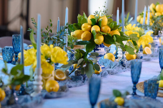 Elegant Lemon Themed Table Setting for Events