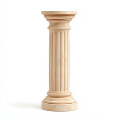 A tall, ancient structure stands proudly against a clean white backdrop, showcasing its unique beige hues.