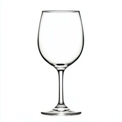 Classic wine glass stands tall, showcasing its elegant shape against a pure white backdrop, perfect for any occasion.