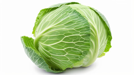 Fototapeta premium A fresh and vibrant cabbage, perfectly shaped and colored, showcased against a clean white backdrop.