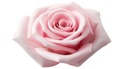 A stunning pink rose flower blooms beautifully, showcasing delicate petals against a clean white background.