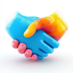 Vibrant 3D render of colorful hands showcasing various gestures in a playful cartoon plastic style. Perfect for business and fun