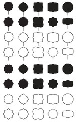 Bracket Frame Cake Topper Shape Template Set, Layered Cake Topper Vector for Birthdays Weddings Baby Showers Bridal Parties and Events. Black Frame Shapes, Blank Sign Shapes
