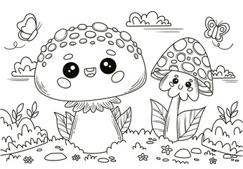 Hand drawn coloring book illustration
