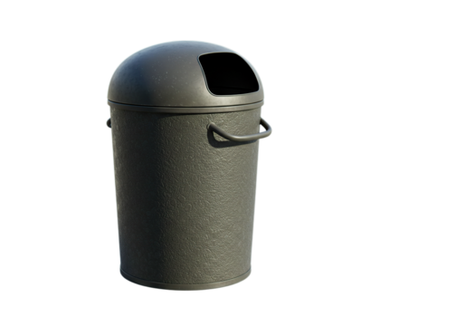 Gray Trash Can Isolated on Transparent Background for Waste Disposal