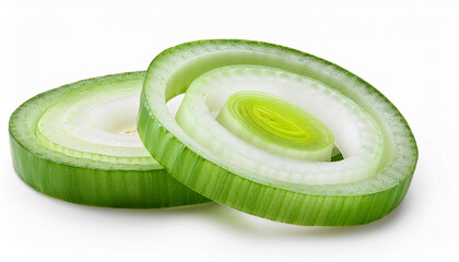 slice of green onion isolated on transparent or white background