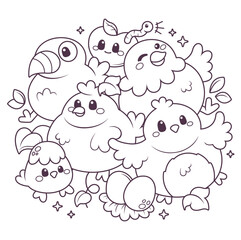 Hand drawn coloring book illustration