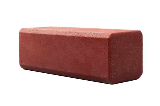 Single red brick solid rectangular masonry unit construction material against black
