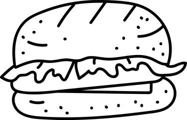 Burger with Lettuce Drawing