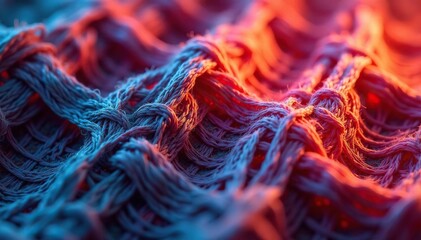 Intricate woven textile, close-up showing texture and design , visual, art